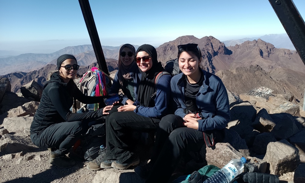 Rehna Yaseen with a group of Muslim hikers in Morocco