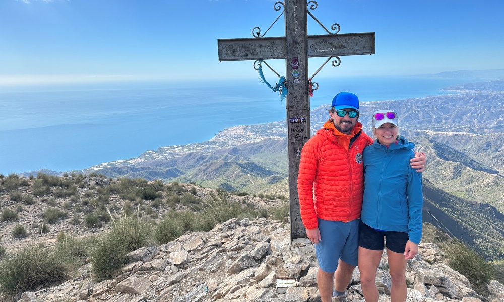 Andy and Gwen Bevan on a summit in Nerja