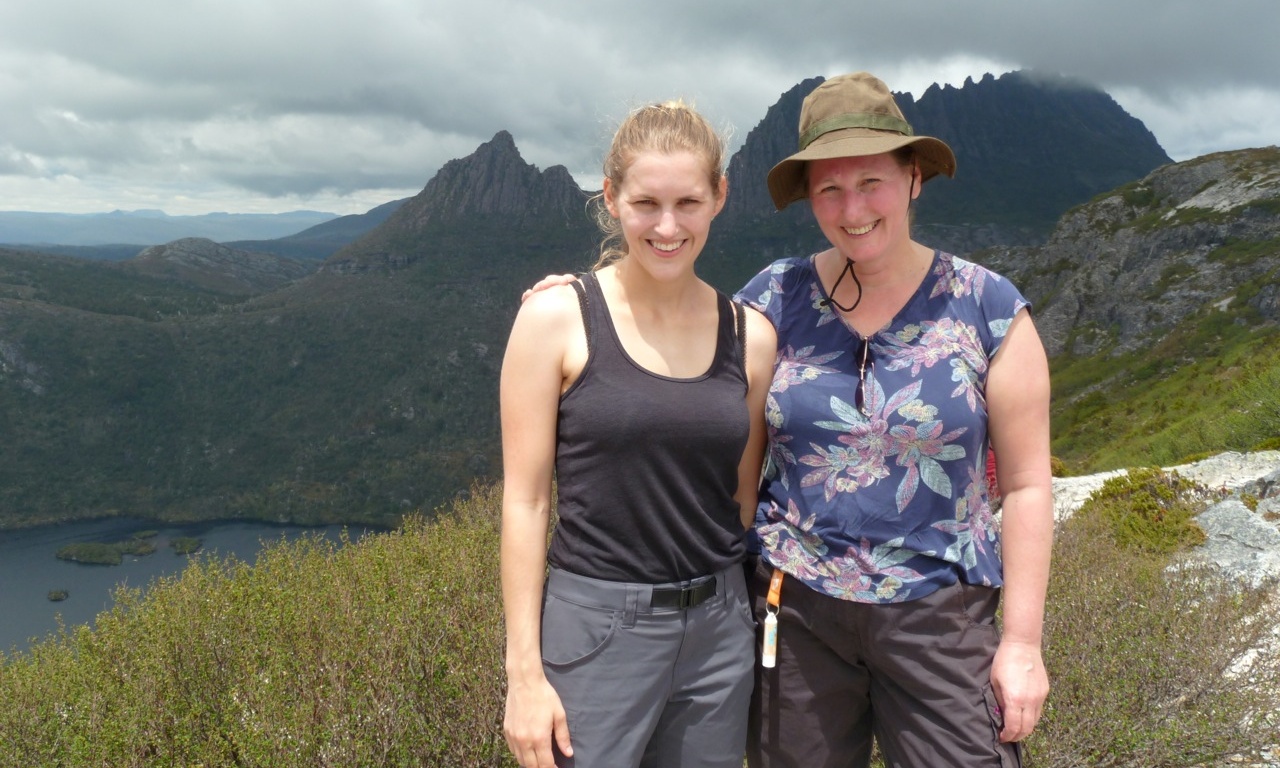 April Grayson hiking with her adult daughter