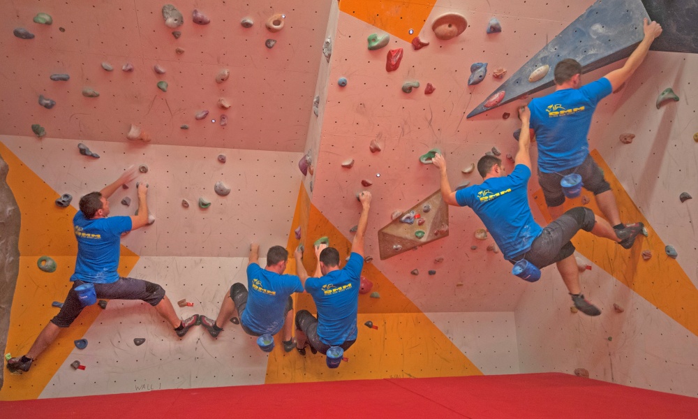 Time lapse photo of Graham Little bouldering