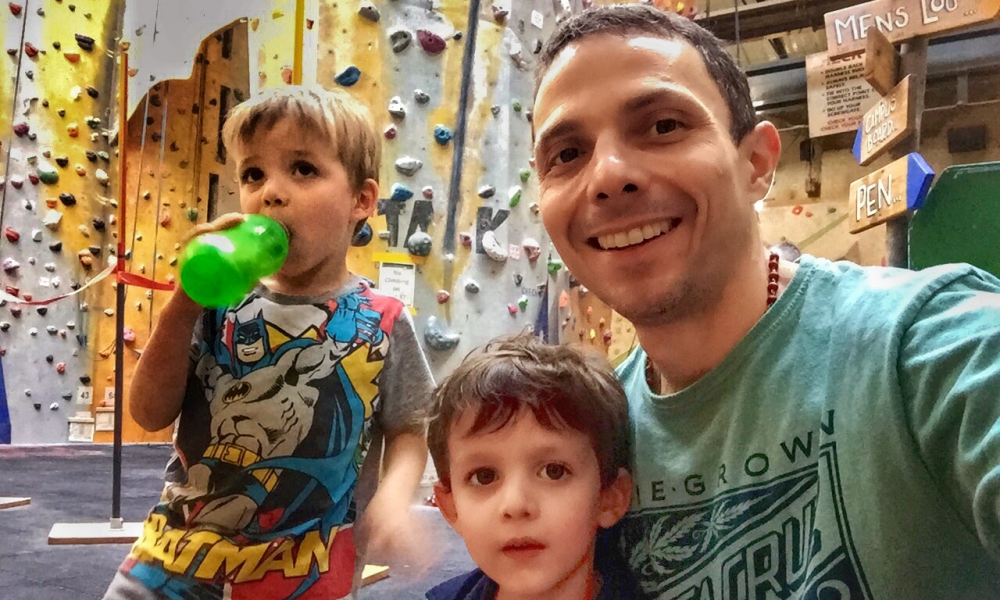 Juan Carlos Avendano climbing with his sons