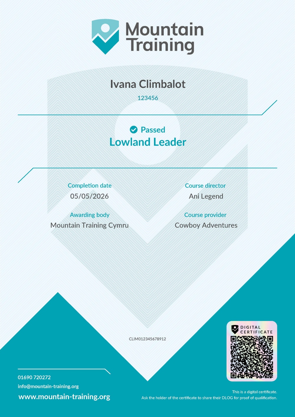 MT Digital Certificate FIELDS Sample Ivana